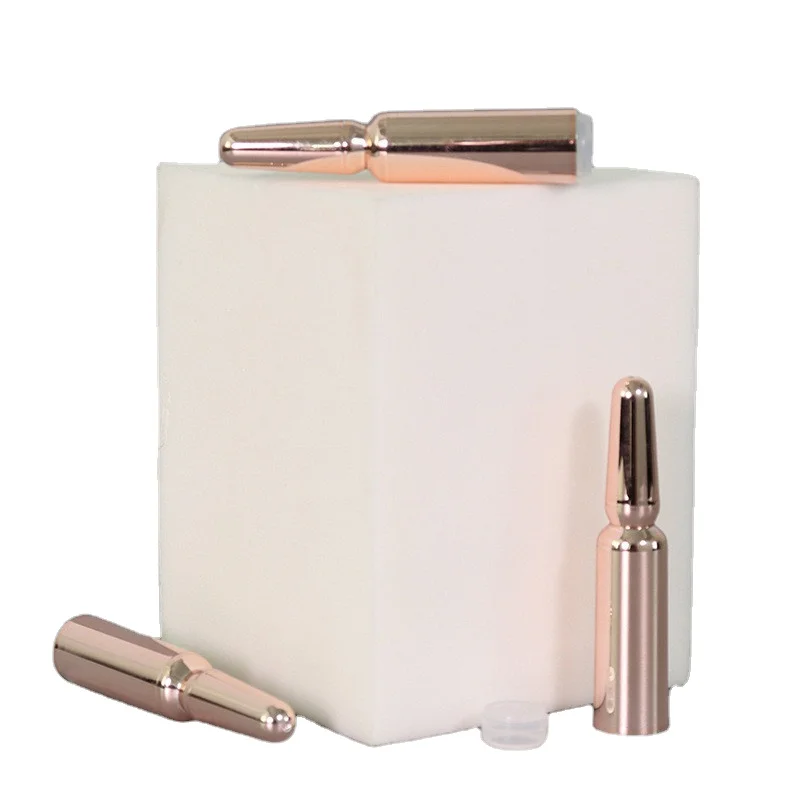 Wholesale Round Mini Plastic PETG Rose Gold Ampoule Cosmetic Bottles With PP Backseat Pharmaceutical Medical Ampoule Bottle