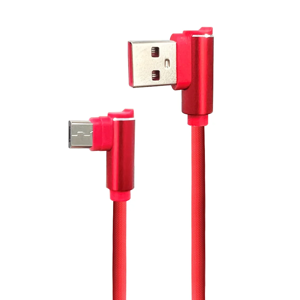 2022 Right Angle 5 Pin Male Micro USB 2.0 Male Cable High Quality Nylon Braid Wholesale Fast Data Charger 90 Degree Cable
