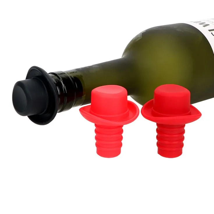 Hat shaped custom small silicone rubber wine bottle champagne stopper