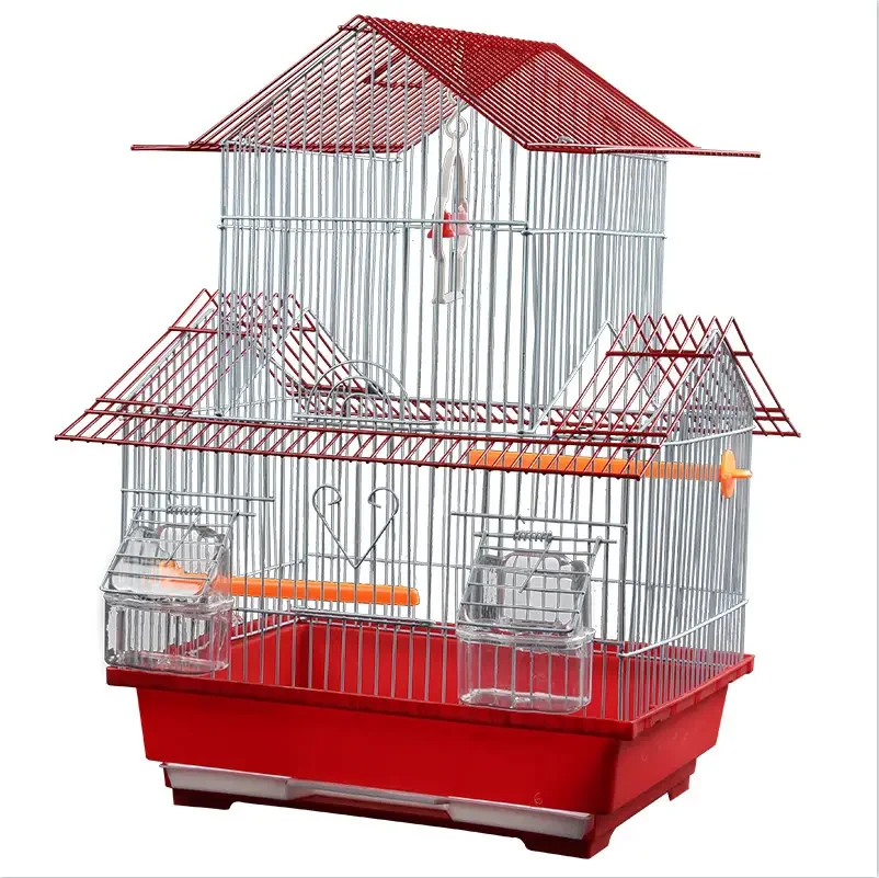customized nice parrot bird cage wire mesh bird cage with handle and stick PVC coated stainless steel bird cage