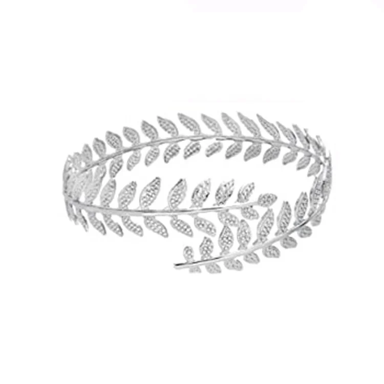 Popular Open Stacked Gold Leaf Bracelet Multi Layer Spiral Line Bracelet Adjustable Geometric C Shaped Bracelet for Women Men