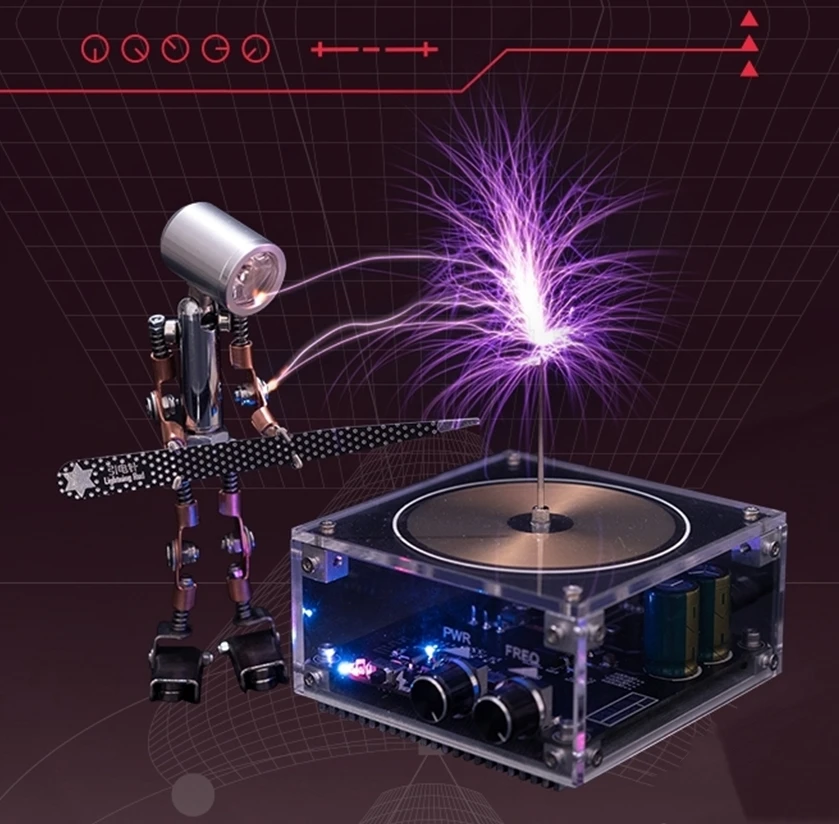 Integrated solid state Mini Music Tesla Coil AC110-240V 120W Palm Tesla Coil  Frequency Voltage Pulse Electric Arc Generator