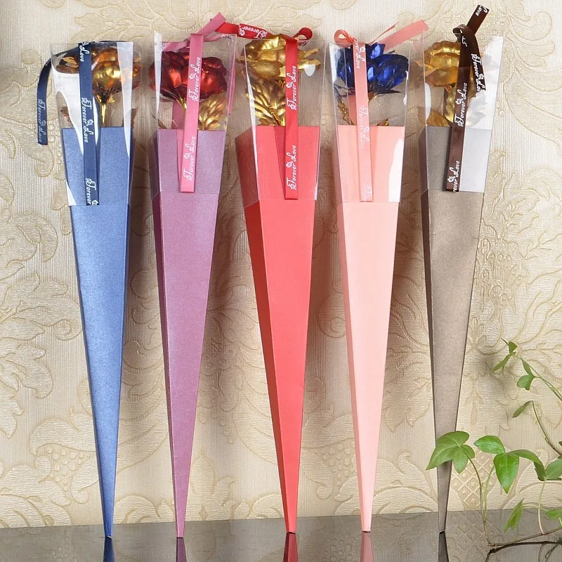 Подарок на день матери, оптовая продажа, длинный стебель, свадебное украшение, искусственный цветок, подарок на день Святого Валентина, розовое золото 24 К, фольга из розового золота 24 к