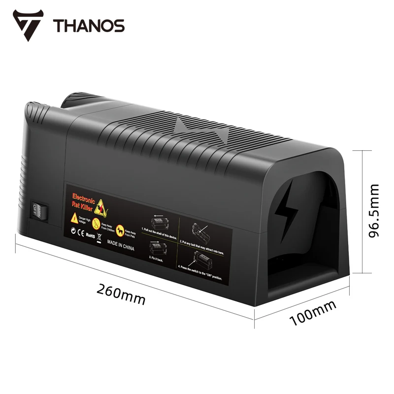 THANOS Electric Rat and Mice Trap MK08 High Voltage Electronic Mouse Killer Instant Kill Rodent Control Outdoor animal repeller