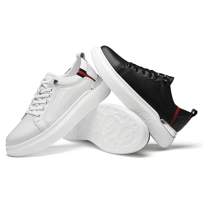 men casual shoes brand genuine leather heighten elevator shoes for men height increasing board shoe 37-44