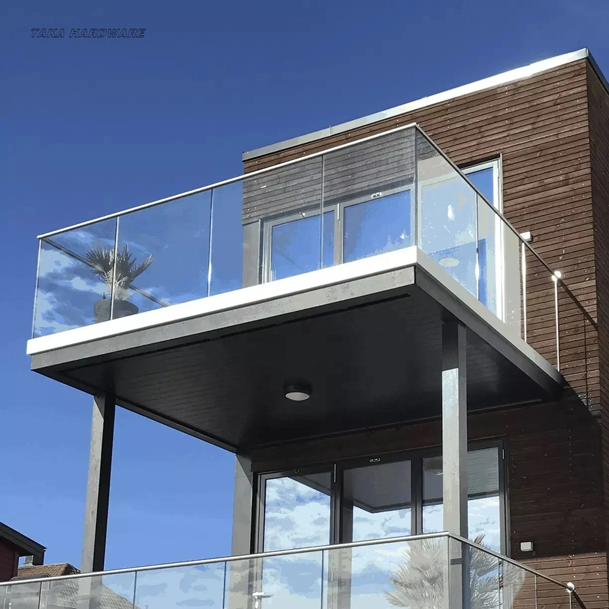 Exterior Balcony Aluminum U Channel Frameless Glass Railing System