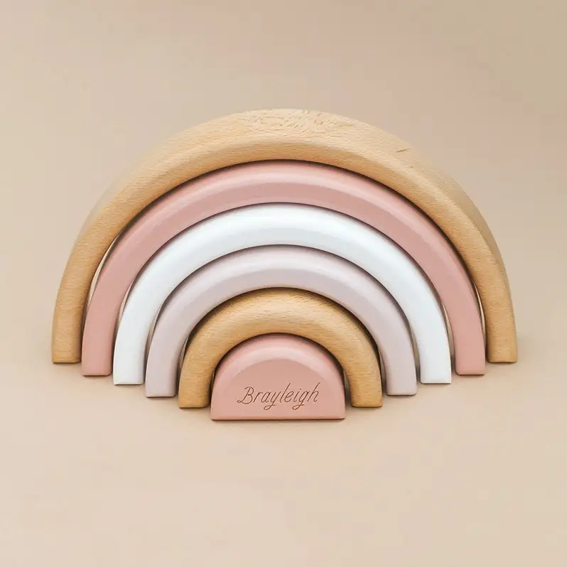 Wanhua educational toys Stacking rainbow tower wooden manufacture