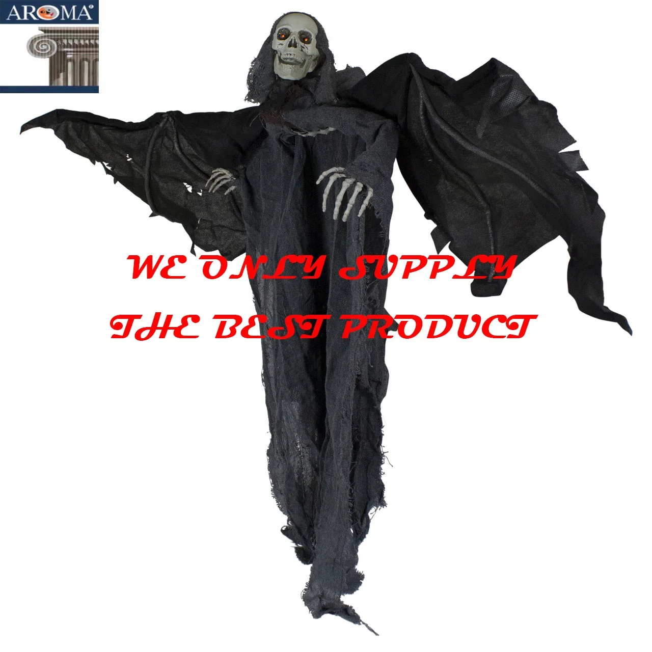 Halloween Decoration Hanging Animated Reaper with wings Black Scary Haunted House Props Halloween Party Decor