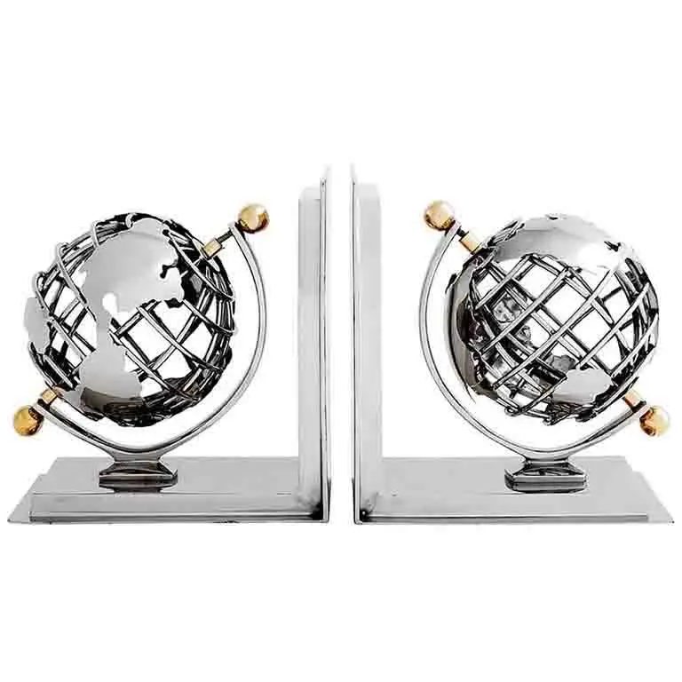 2024 New Arrival Home Tabletop Metal Designer Bookends For Library Casting Gold Desk Bookends Arts And Craft Customized Bookends