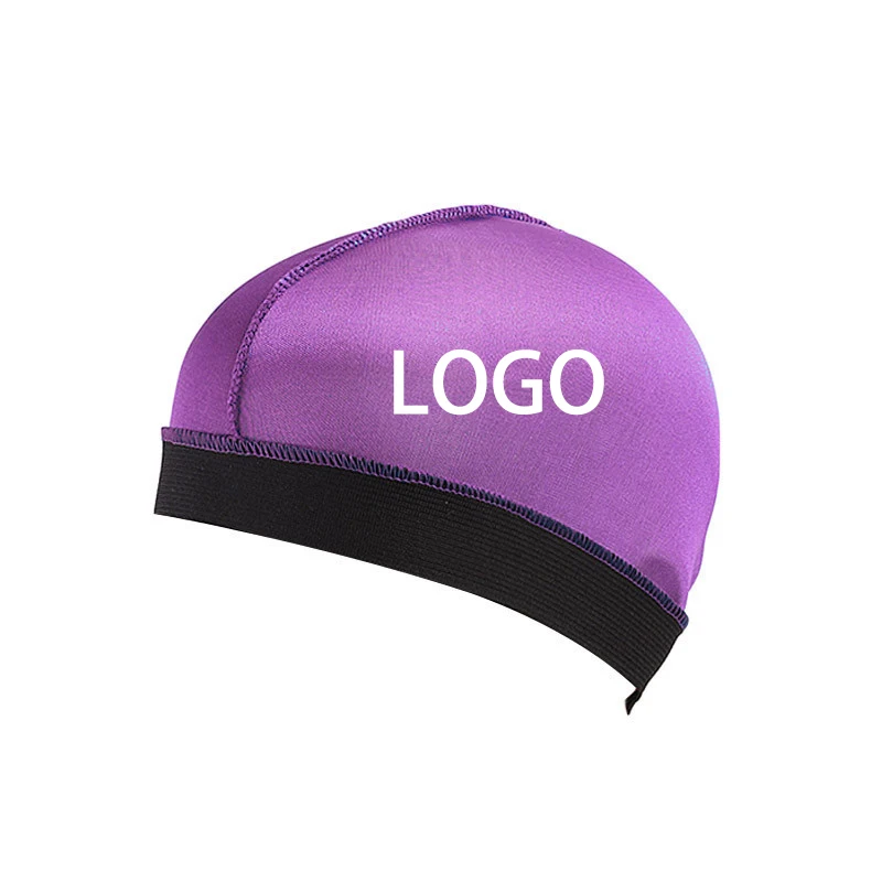 New Wholesale Men Women Silk Satin Elastic Silky Polyester Stocking Dome 360 Wave Caps For Men