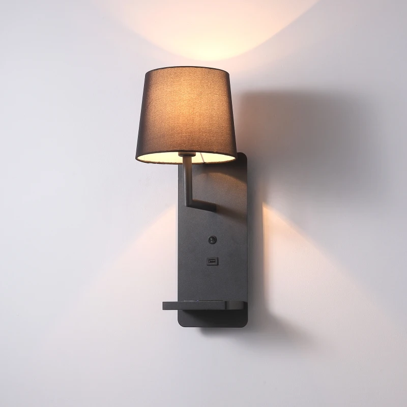 Modern design E14 lamp bedroom bedside room decor black led reading light