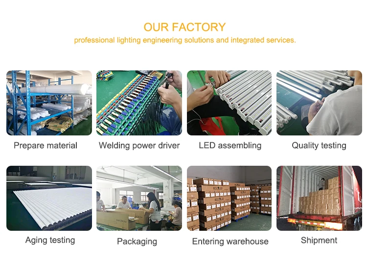 
OEM ODM ETL DLC CE ROSH Clear Cover 4ft 5ft 6ft 8ft t8 double row integrated led tube light 