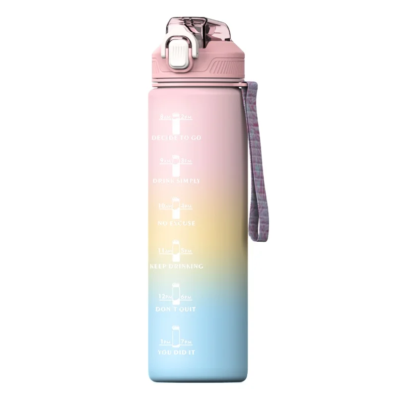 Amazon hot sell plastic drinking plastic sports bottle 1 liter Large capacity motivational water bottle