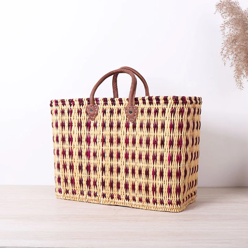 New large fashionable natural straw handbags for women straw