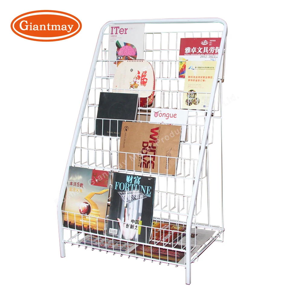 Multifunctional Stepped shape magazine holder stand Multi-layer Steel Bookshelf display rack