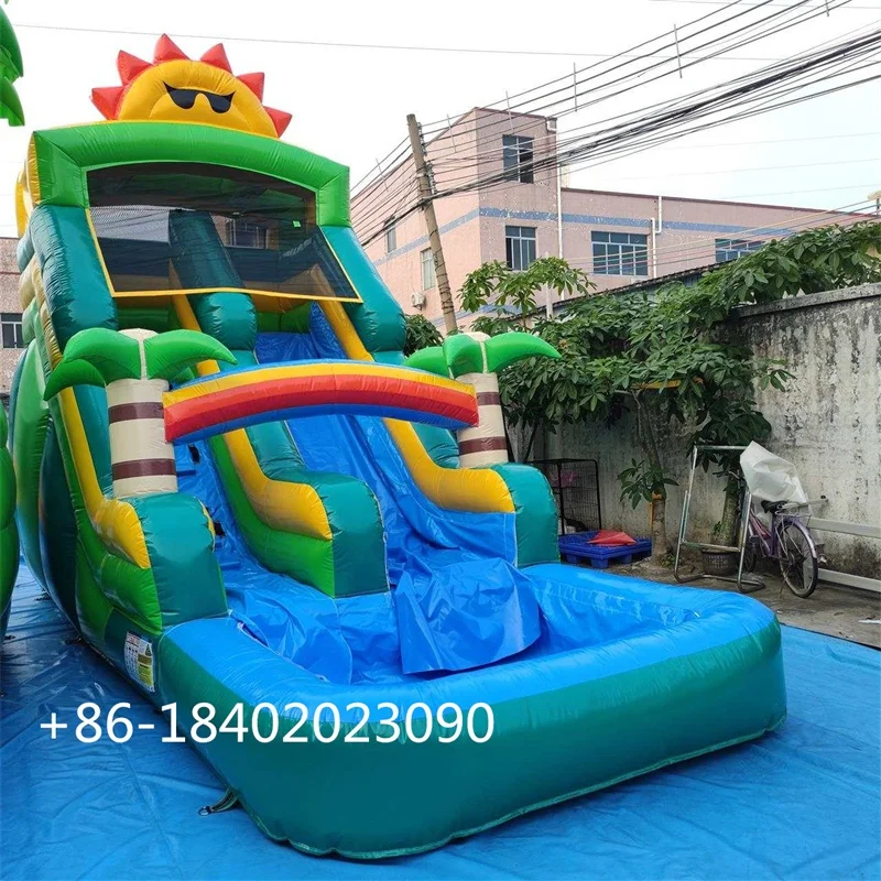 Top selling  inflatable castle combo slide with pool for kids and adult bouncers water slides for girl