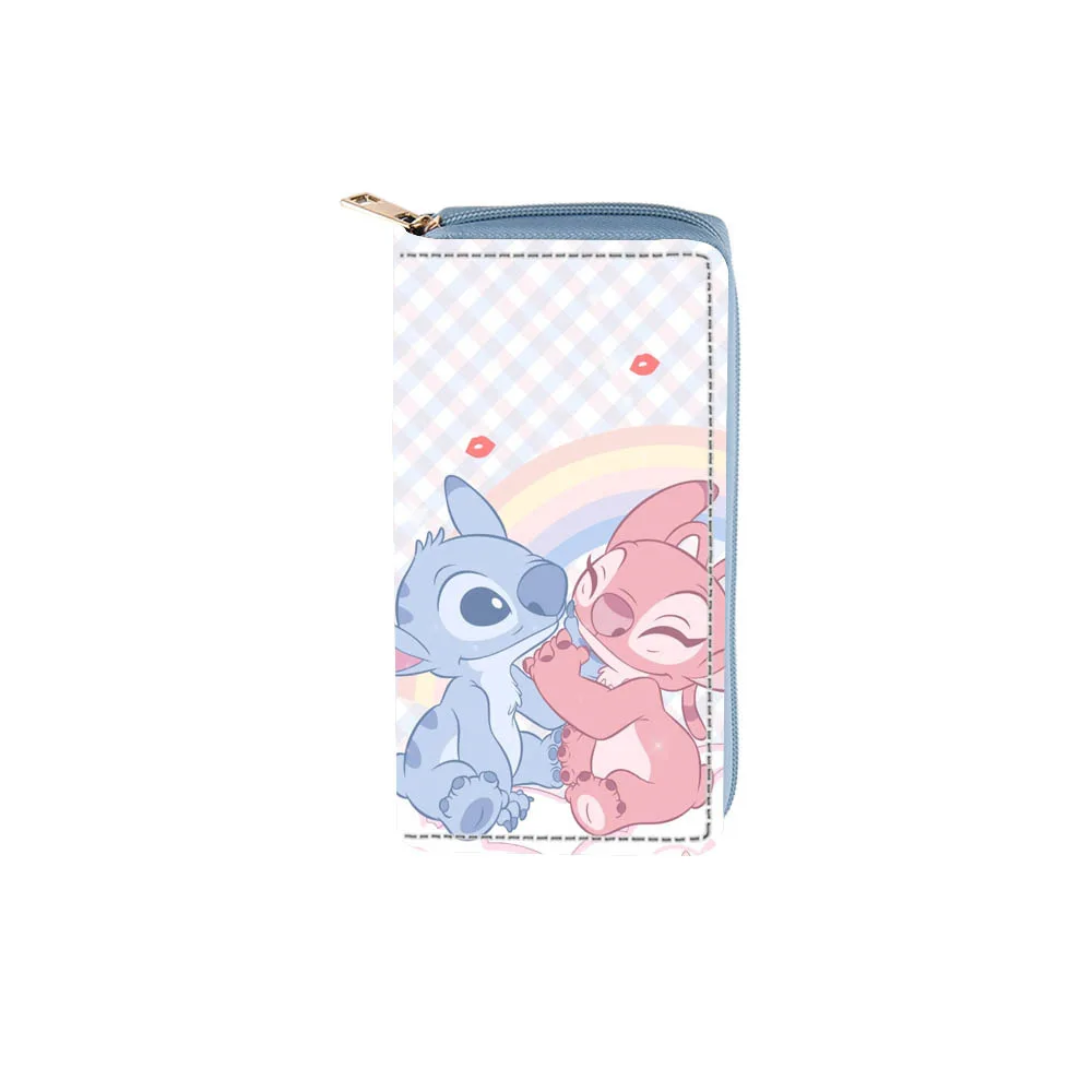 Anime Wallets PU Leather Lovely Cartoon Stitch Zipper Anti-Lost Purse Phone Card Holder Accessories Storage Coin Bag Wallet