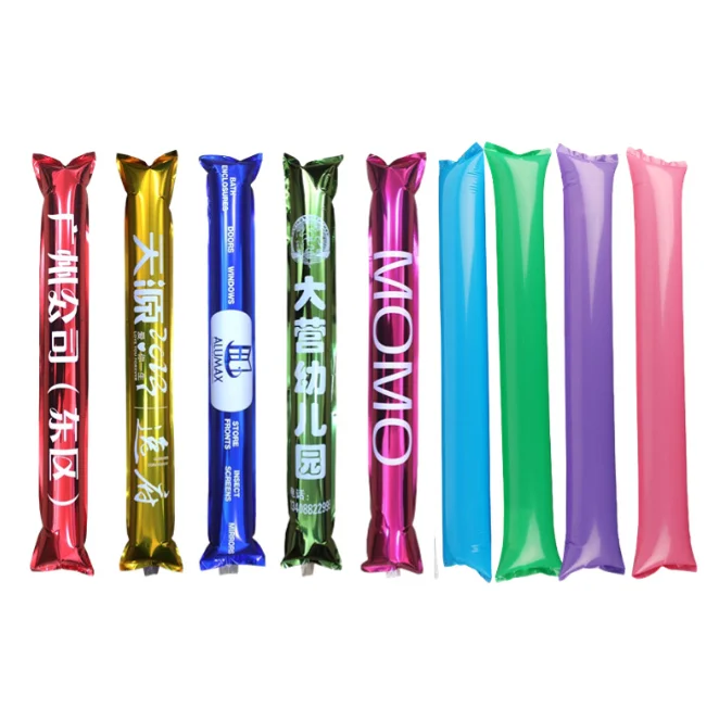 Custom Print 60cm Cheering Stick Inflatable Balloon LED Flashing Thunder Bang Noisemakers Sticks For Sporting Event Party Gifts