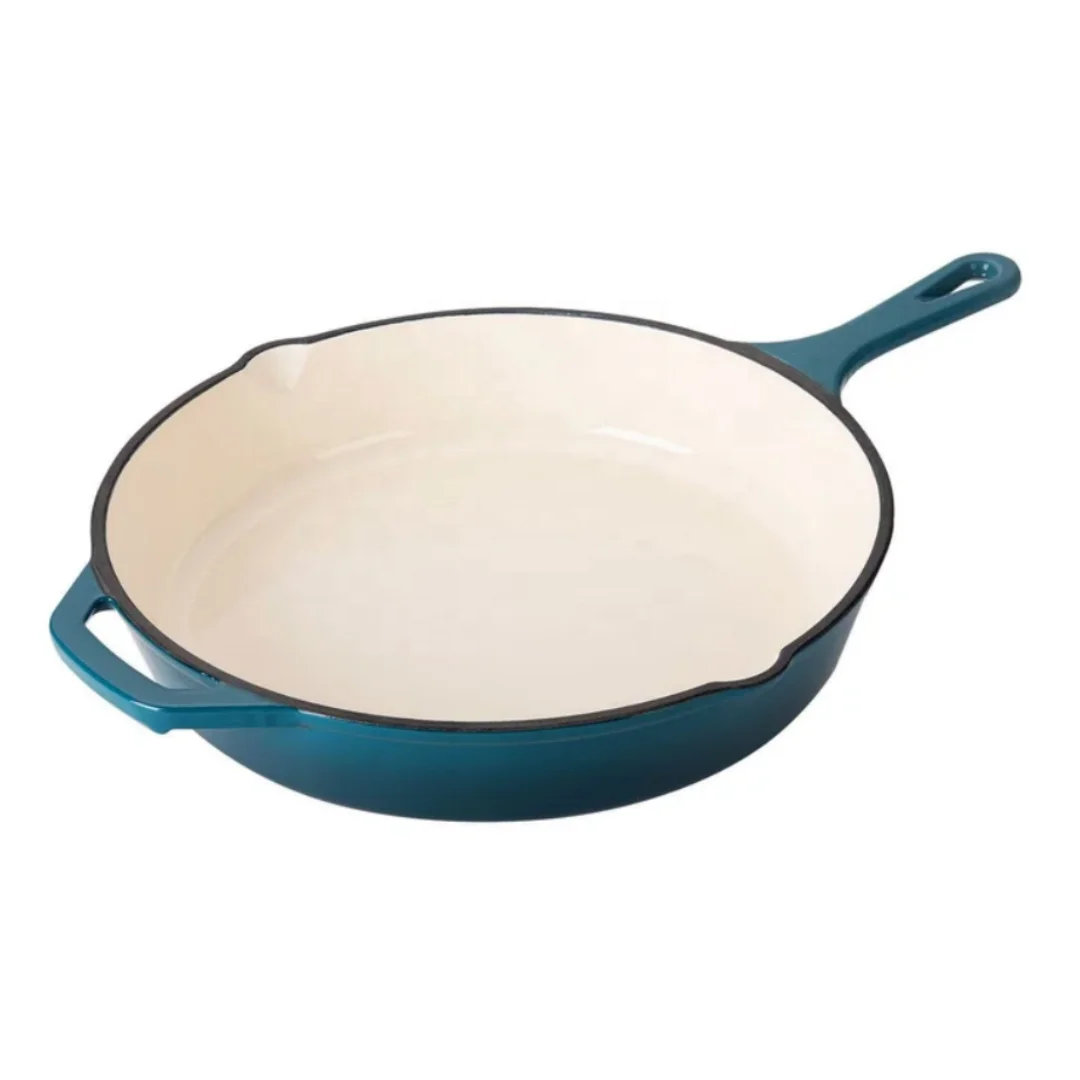 Wholesale kitchen non stick round enameled cast iron skillet frying pan 8/10/12 inch