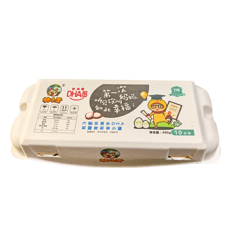 Customized Eco-friendly Egg Tray Carton with Cover Dry Pressed Pulp Molding Different Size Eggs Box
