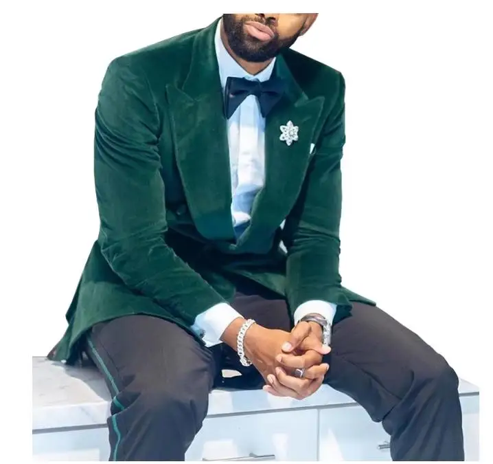 Мужские деловые Бархатные костюмы из 2 предметов (пиджак + брюки), деловые мужские блейзеры для свадебной вечеринки, новейшее пальто, новый смокинг