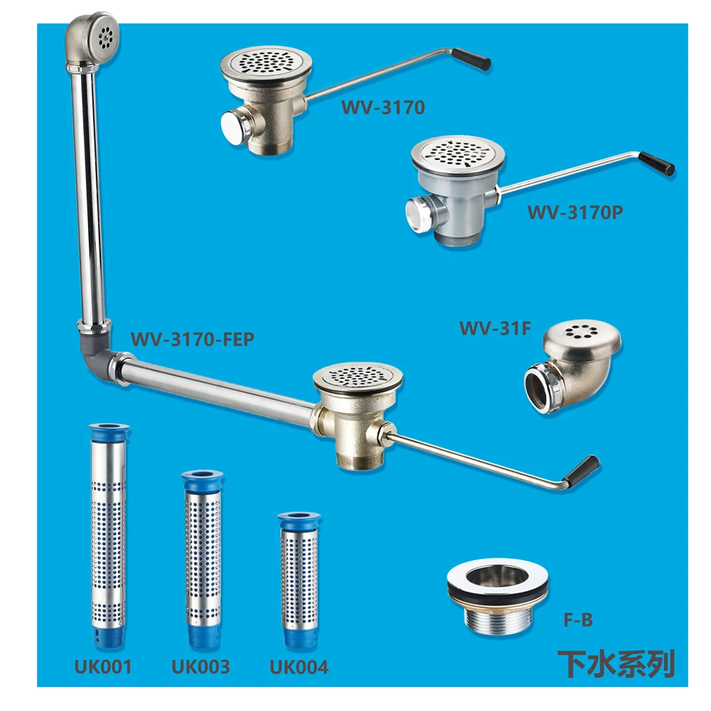 Keep the kitchen drain from clogging and overflowing Commercial 3 Compartment Sink Style Sink Drain Waste Drain Valve