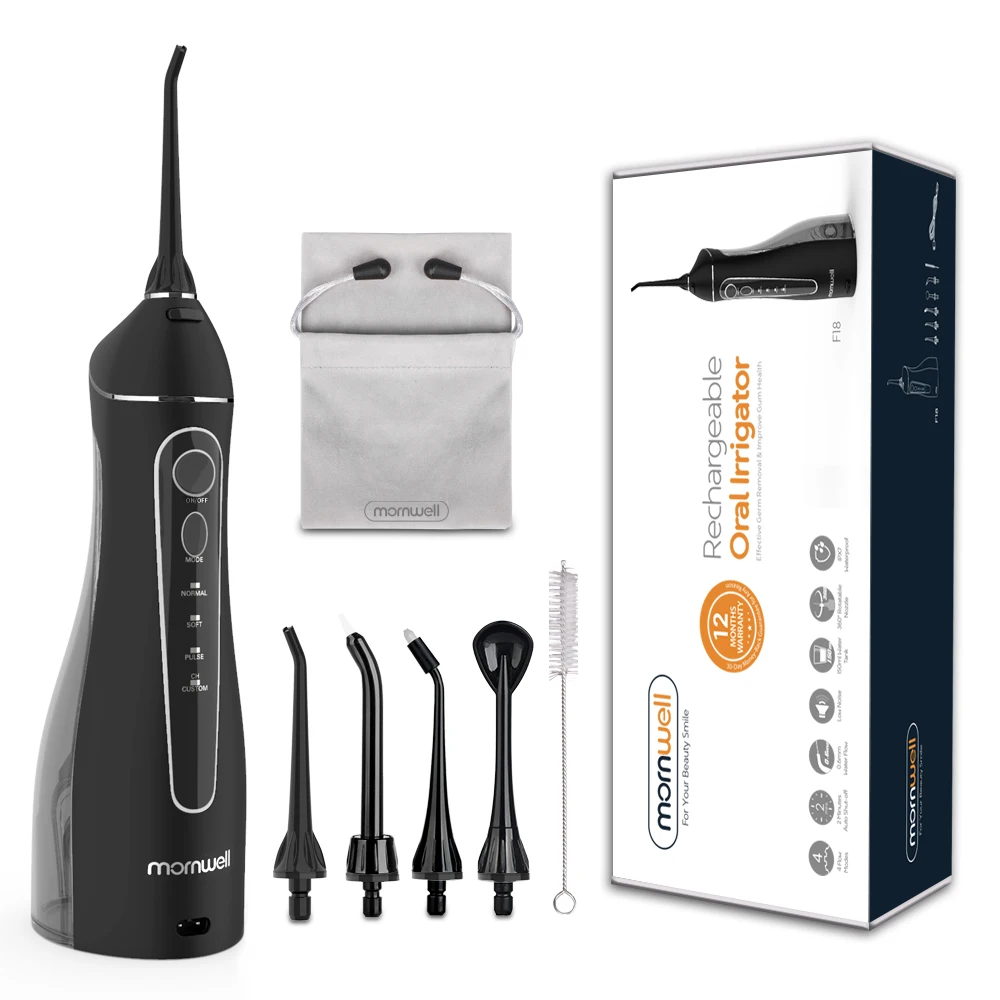 Mornwell 200ml Large Capacity 360 Degree Oral Care Appliances Pink Oral Irrigator Cordless Portable Waterpik Water Flosser