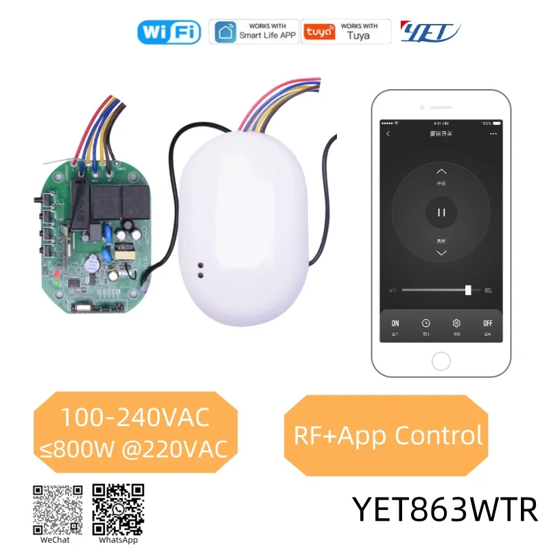 TUYA WiFi Tubular Motor Controller For Rolling Shutter Door Opener Remote Control Smart Home 2.4G 433M 110V 220V YET863WTR