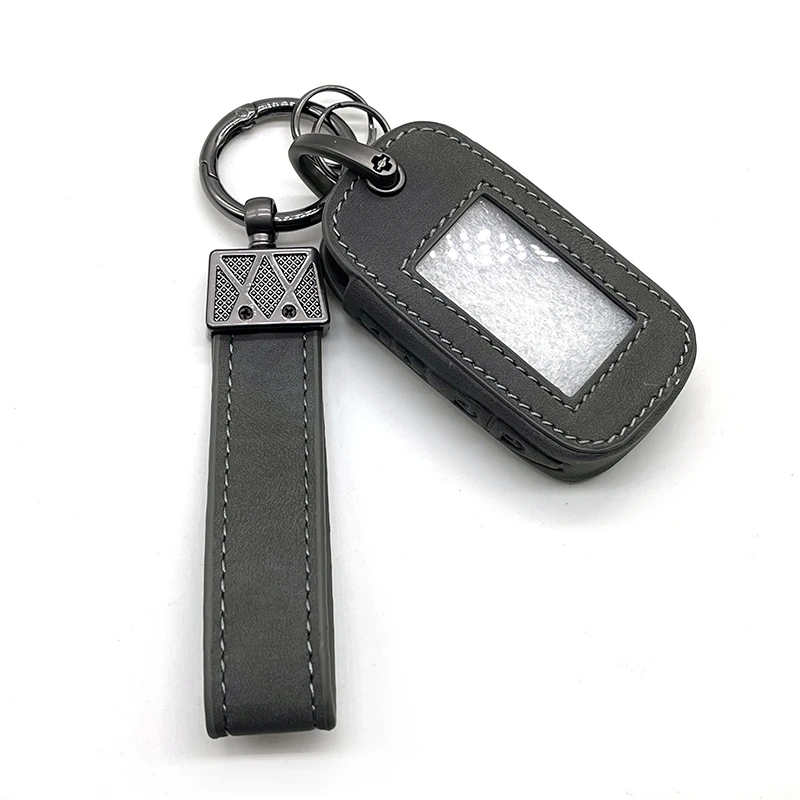 Leather Car Key Cases For Starline E90 Keys Cover E91 E60 E61 Two Way Car Alarm LCD Keychain Remote Fobs Protector Skin