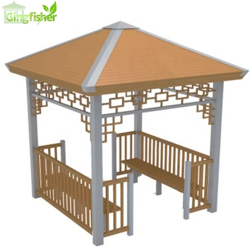 Outdoor Garden Wood Plastic Composite Gazebo HDPE Pavilion 3x3m