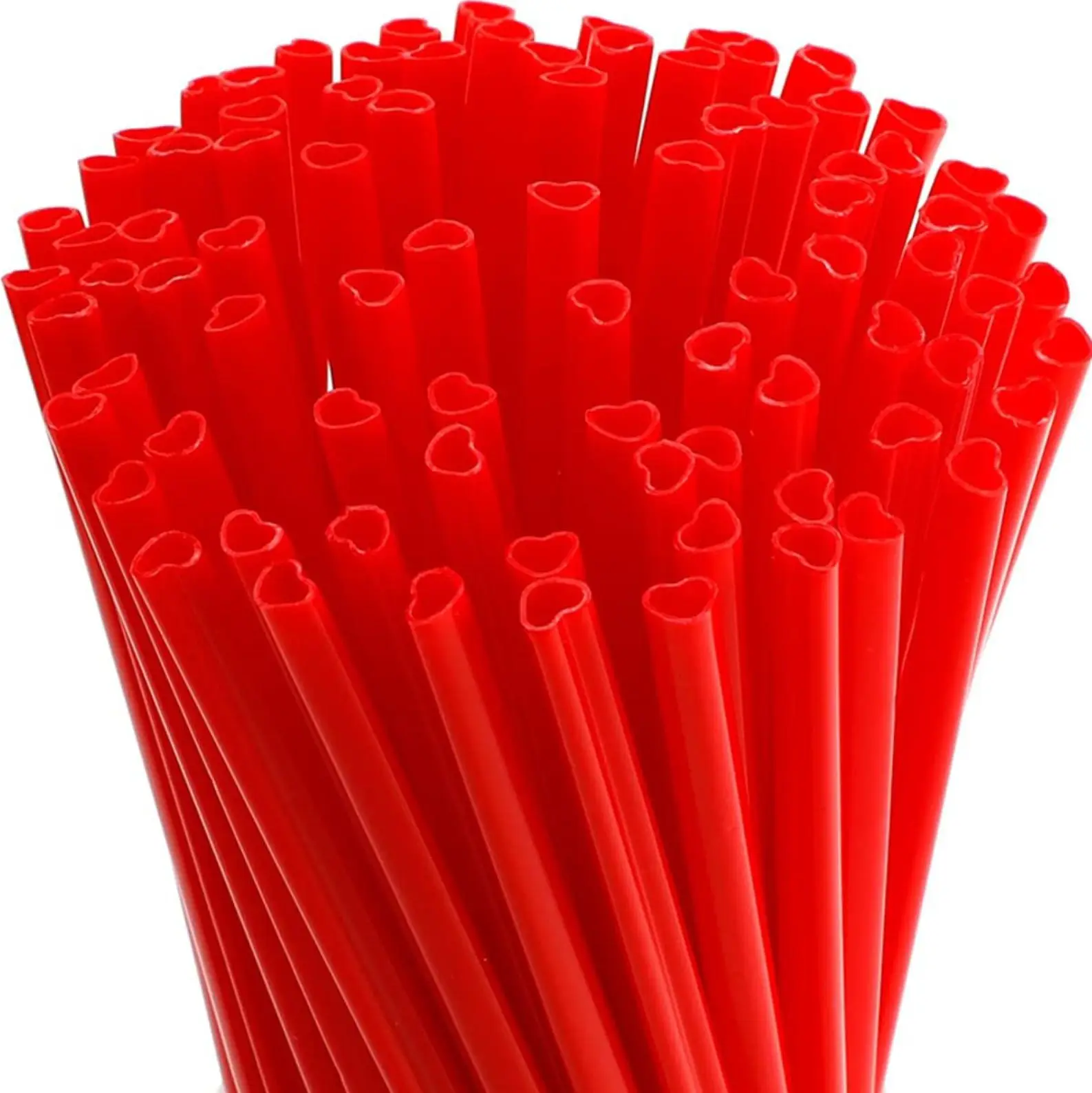 Disposable Heart shaped pink straw disposable drinking straw for kids for home birthday party wedding Valentines day