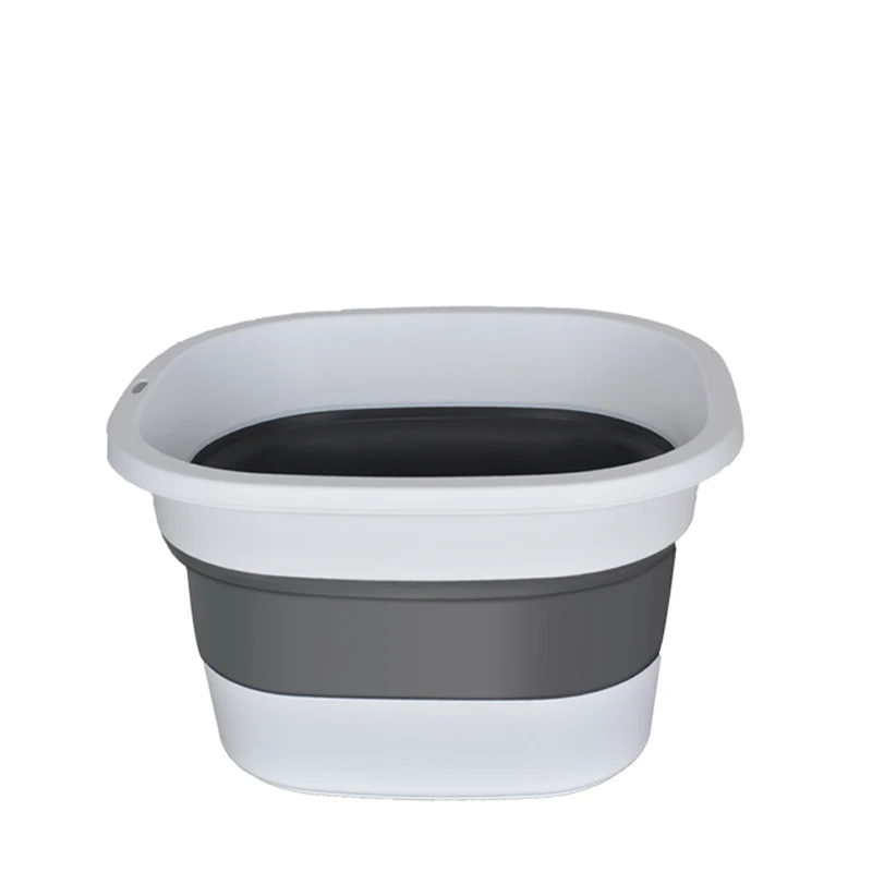 Gray Foldable Foot Bath Bucket Bathroom Space Saving Durable High Temperature Resistance Wash Basin