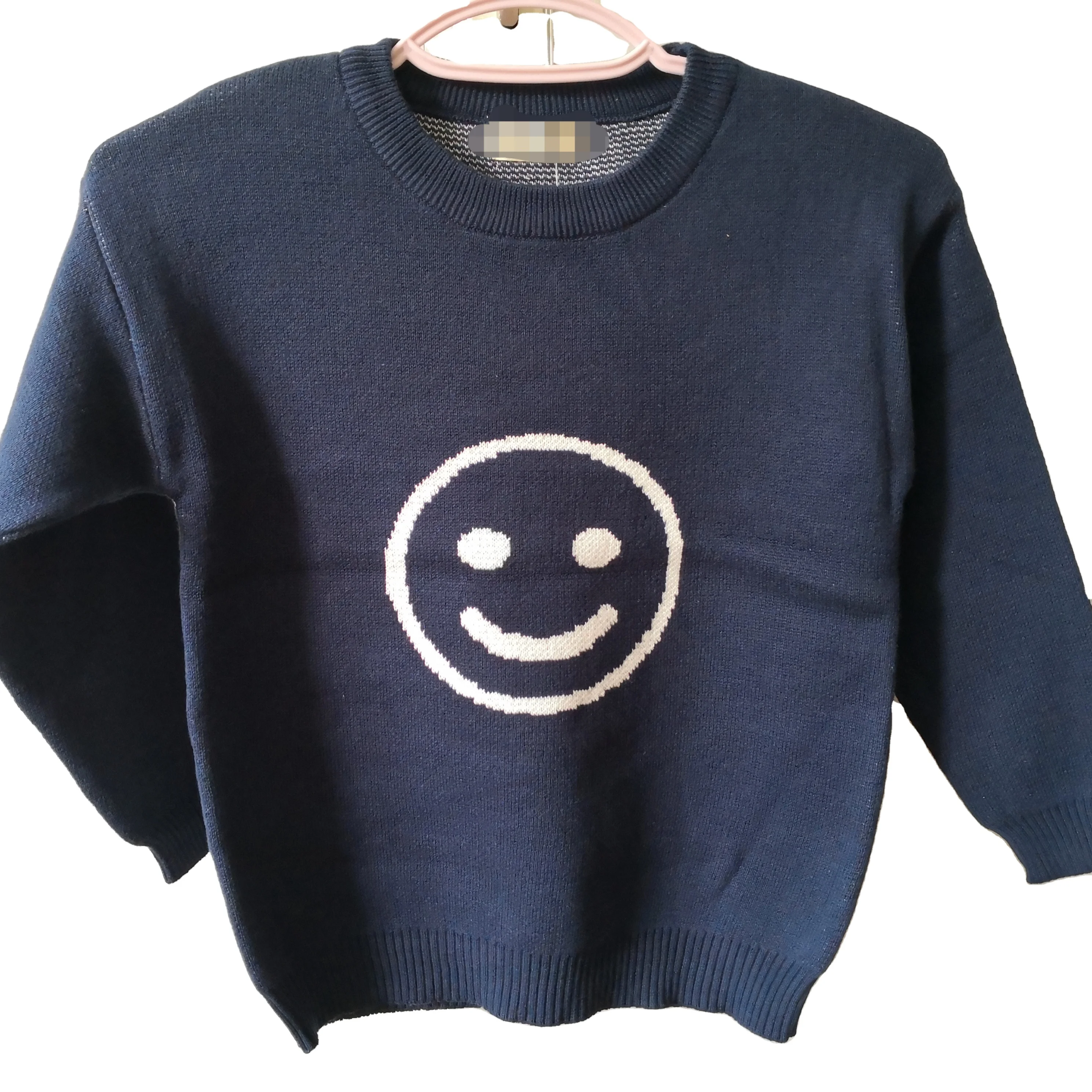 Cartoon Cute Boys Knitwear Sweater Children  Smile Face Jacquard Sweaters