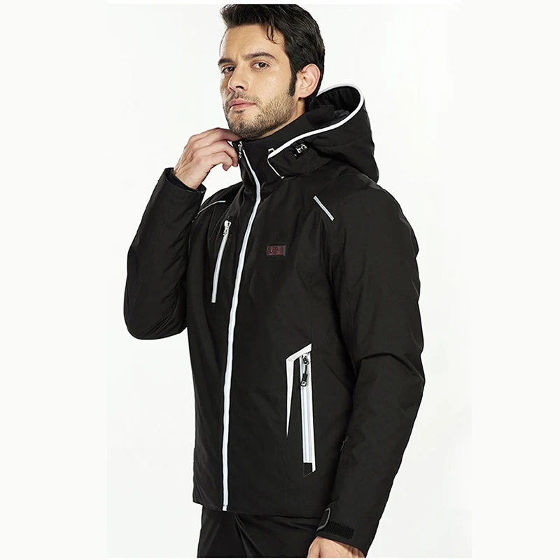 
Men Winter USB Heated Ski Suit Hooded Jacket Male Outdoor Waterproof Windproof Breathable Thermal Snowboard Coat 