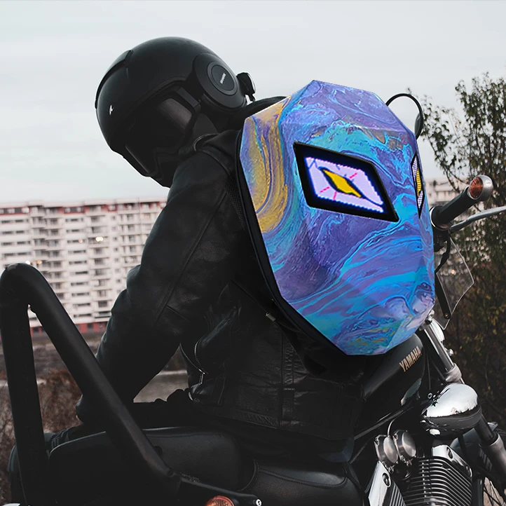 Hard Shell Travel Case LED Motorbike Knight Helmet Backpack  Waterproof Backpack Led Eyes Bag