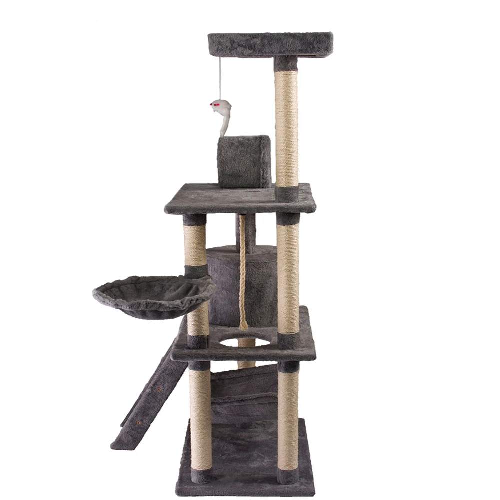 Large Design Luxurious Sisal Oem Wooden Manufacturer Customized Furniture Pet Cat Tower Bucket Condo Tree House Cat Tree