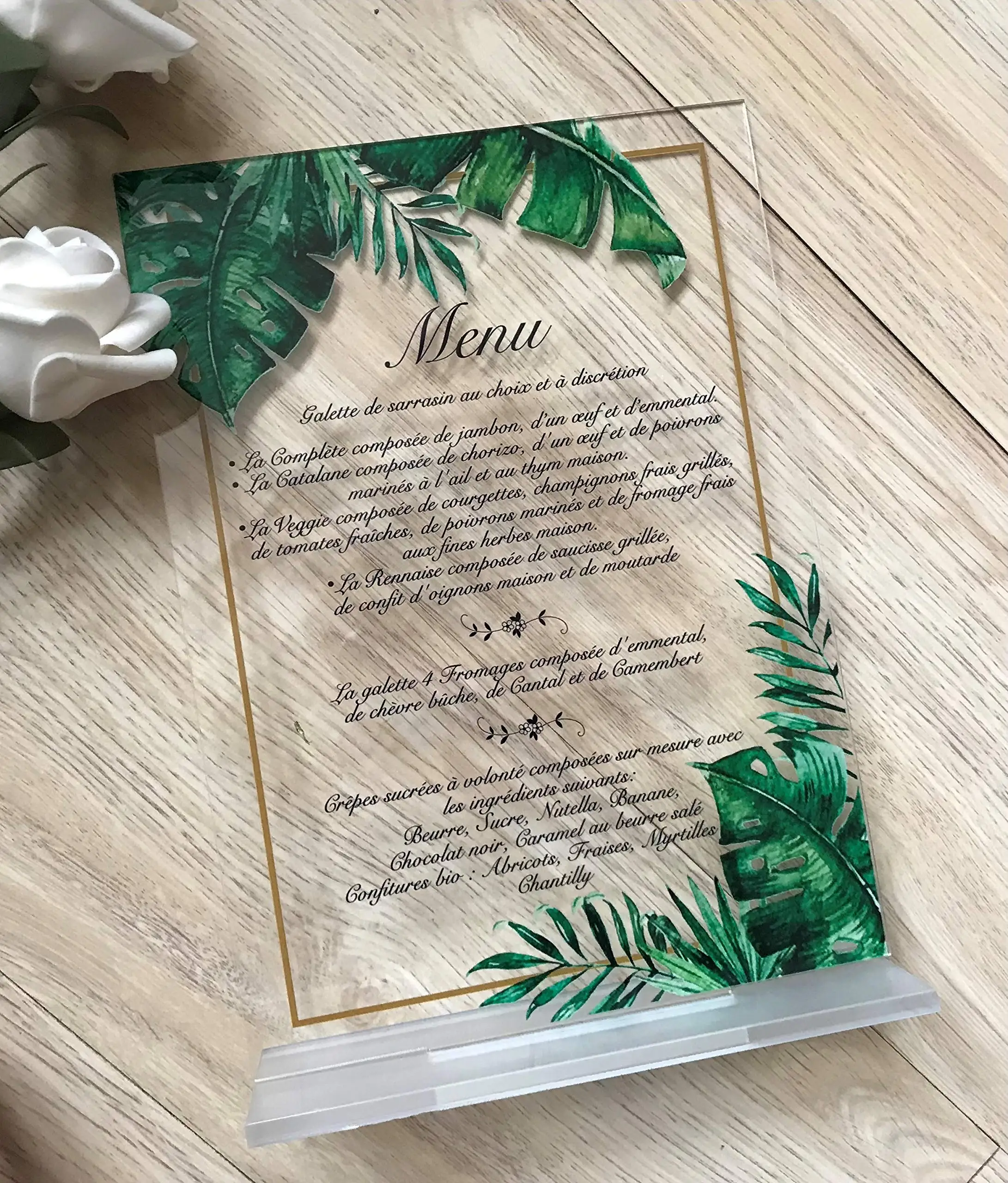 Acrylic custom made menu for Bar and Wedding, Customizable UV Printed Acrylic Wedding Menus