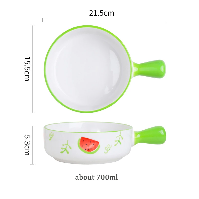 Nordic lovely ceramic plate with handle strawberry porcelain bowl children soup plate