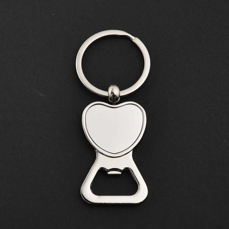 Wholesale Custom logo Bottle Opener Keyring Gold Metal Keychain to Laser Engrave Heart Shape