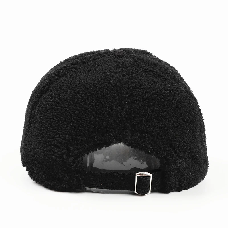 Designer custom furry winter lamb wool sports hats 6 panel baseball cap faux fur