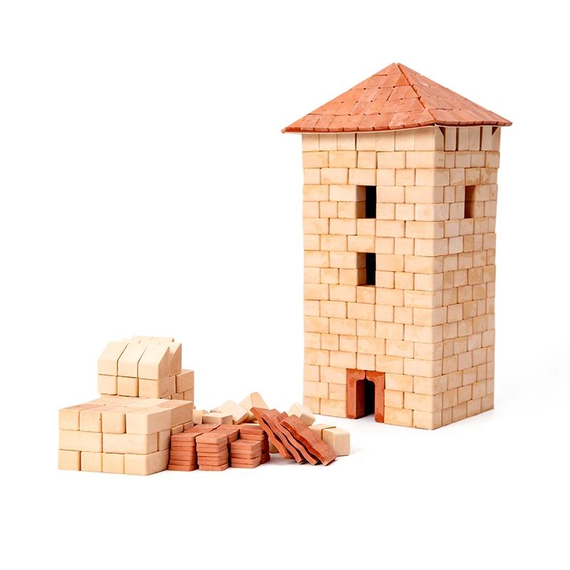 child-friendly and simple diy mini house model child toy-drum tower plaster brick building block architecture toy kit for kid