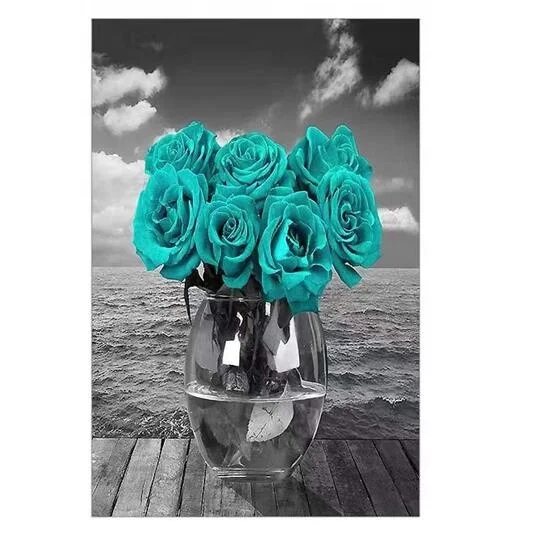 Diamond Painting Kits For Kids Diy 5D Full Drill Crystal Rhinestone Gem Art Dot Embroidery Beach Rose Flowers