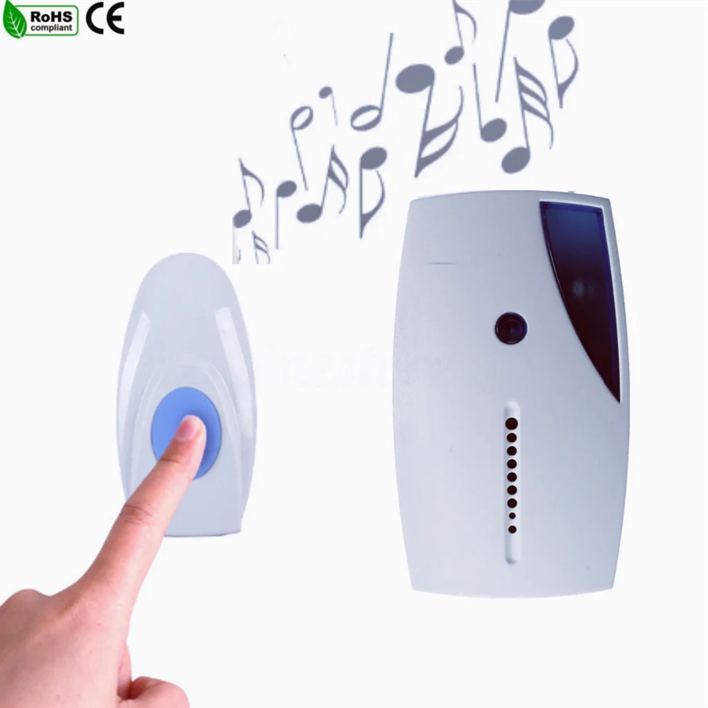Long Range Pushbutton Front Door Bell Welcome Ringtone Visitor Door Bells Custom Sound Wireless Doorbell Battery Powered