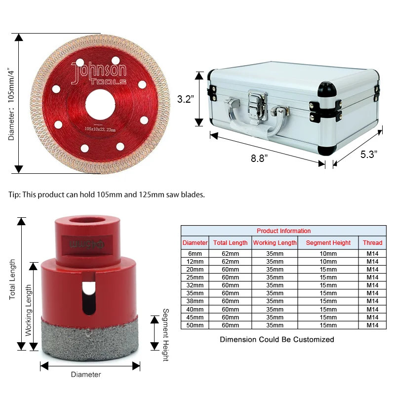 Porcelain Cutting disc and Drill Bit Set for porcelain tile, ceramic, marble, masonry