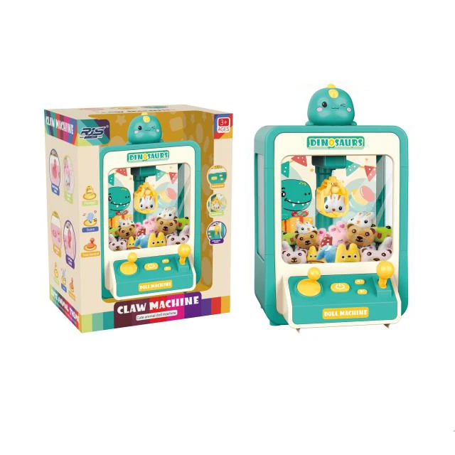 Mini Claw Machine Kit Cute Kids Game Toy With Light Sound Custom Claw Machine Toy Dinosaur duck cat fun theme clip doll machine