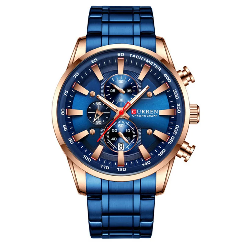 Free Wild Style for Men Wristwatch  CURREN 8351 Waterproof Watch with Six pins Multifunctional and Fashionable Steel Band Watch