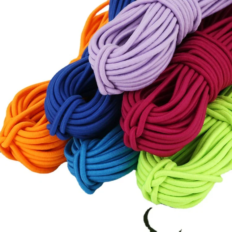 Factory Wholesale Custom Elastic Cord Rope Round Rubber Latex Bungee Cord String for Garment Outdoor Sports