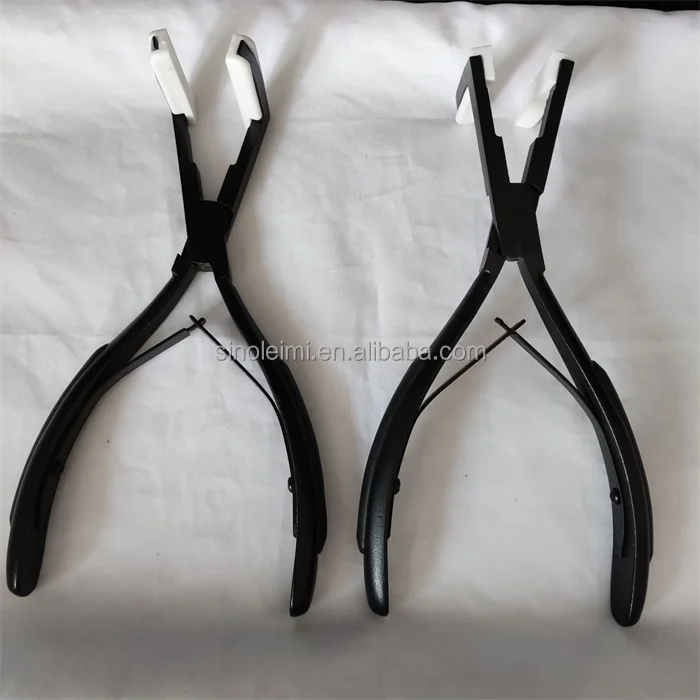 customized Professional hair pliers 4.5cm Deck Shape Stainless Steel Hair Extension Pliers Ergonomic Design For Tape Hair
