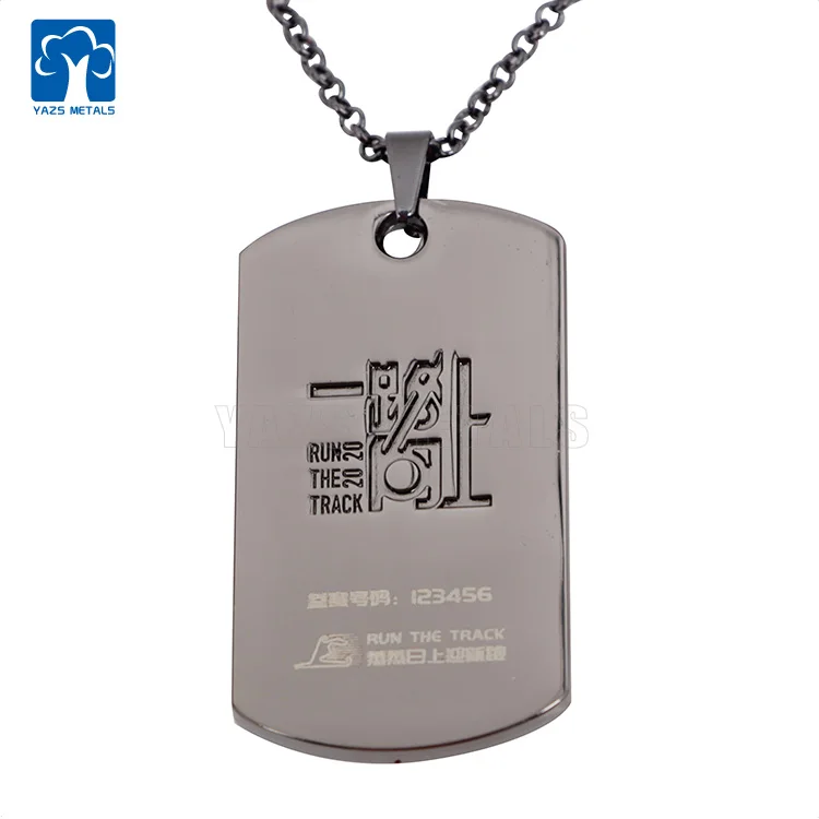 Solid 925 Sterling Silver Gold Fashion Style bull Dog Tag Necklace Pendant with optional engraved