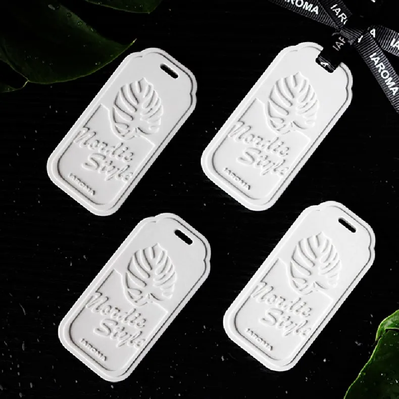 Logo Customized Square Shape White Plaster Scented Essential Oil Diffuser Scented Ceramic Aroma Stone